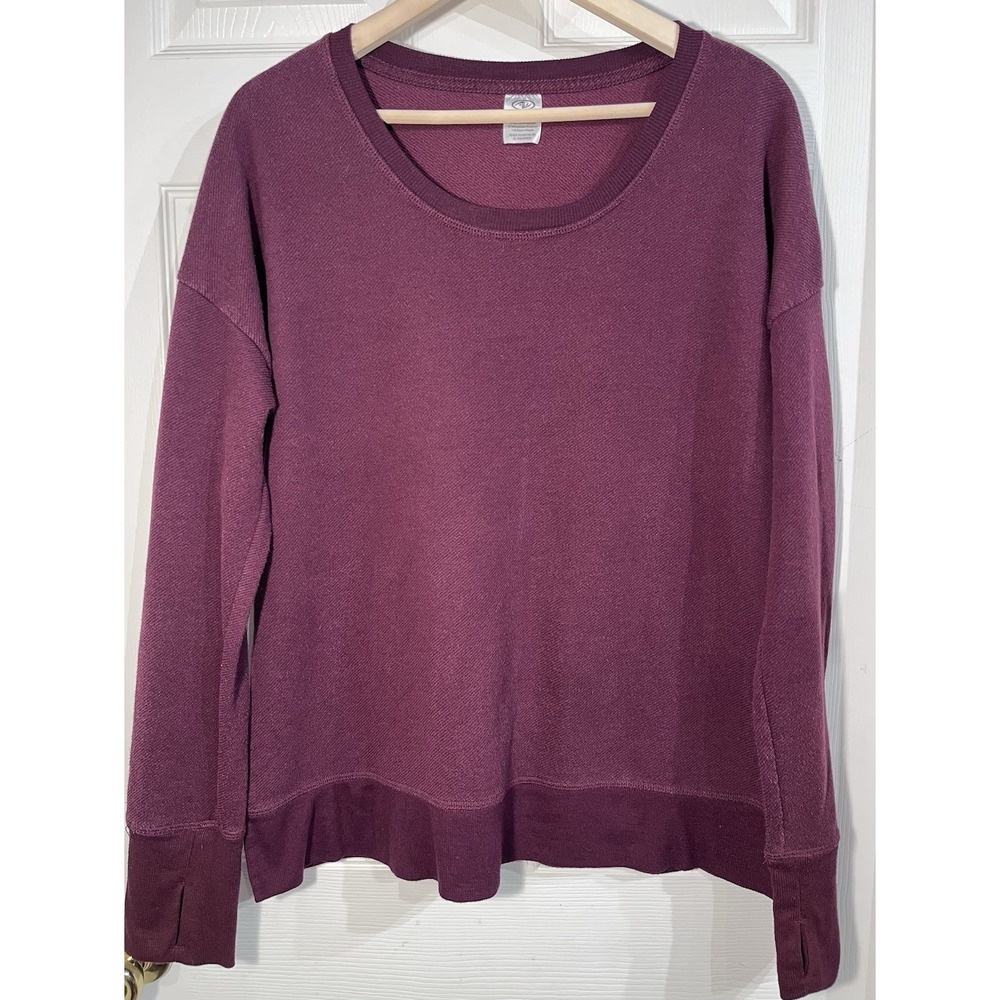 Athletic Works Womens XL 16-18 Burgundy Pullover Sweatshirt Thumbholes Top Cozy